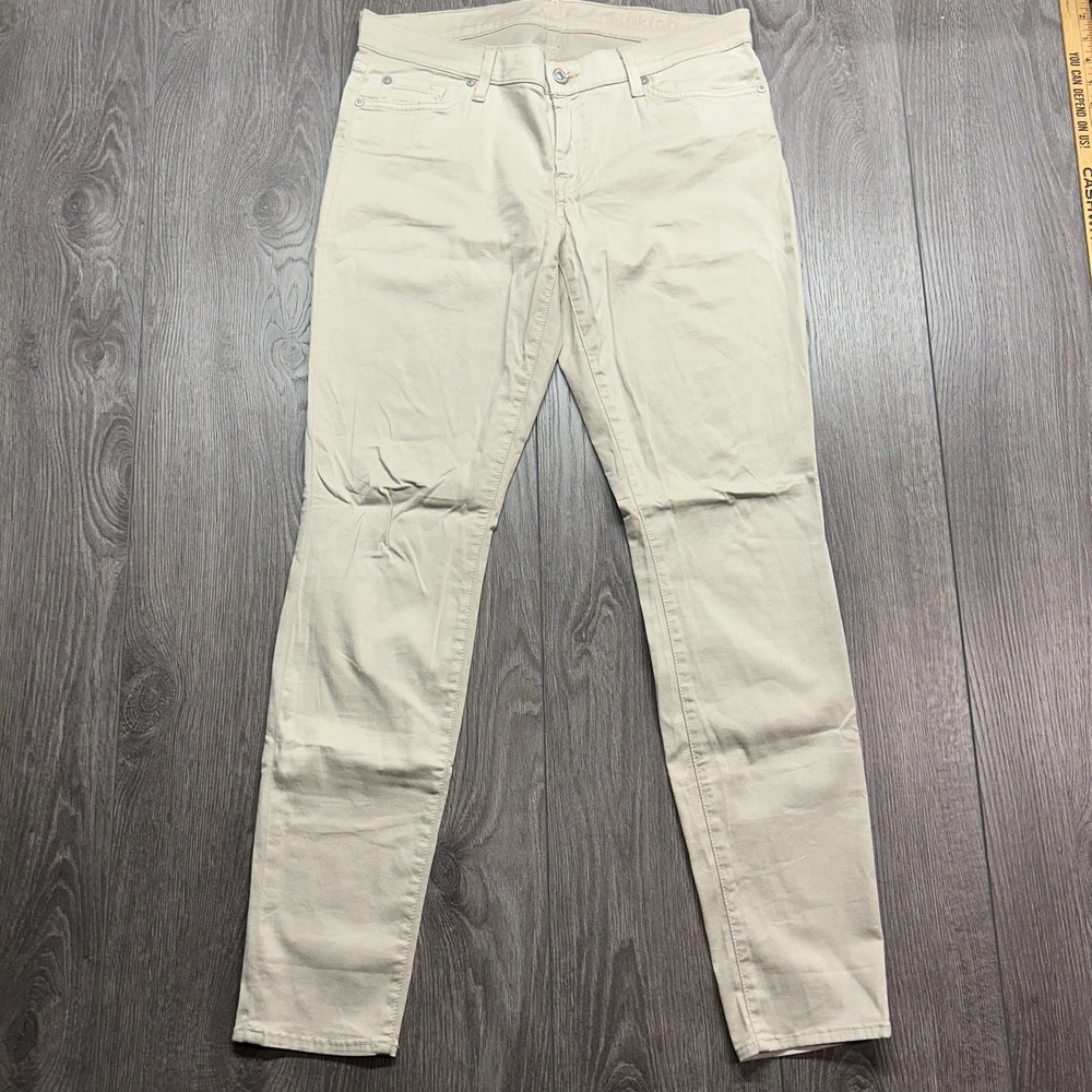 7 For All Mankind The Skinny 30 Beige Khaki Stretch Pants Womens